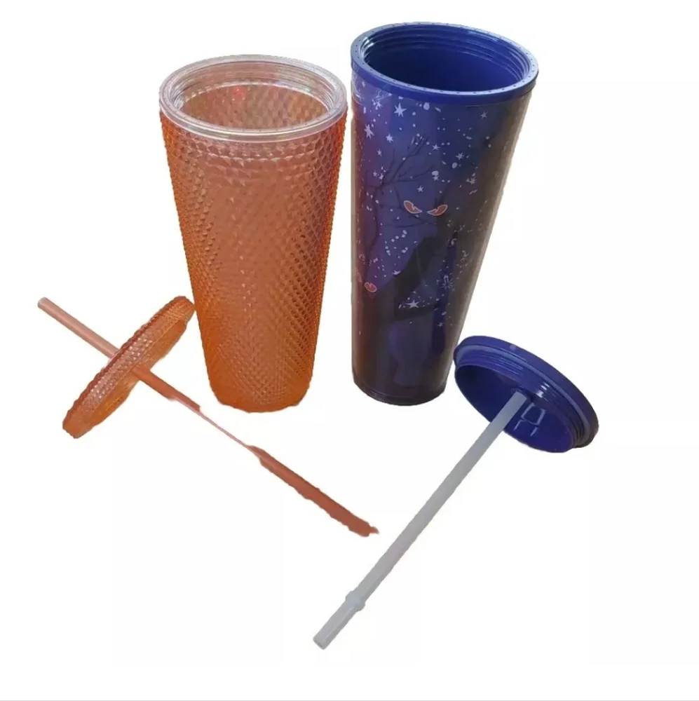 Starbucks 2022 Halloween Fall Tree Glow In Dark Stars Tumbler And Orange Studded